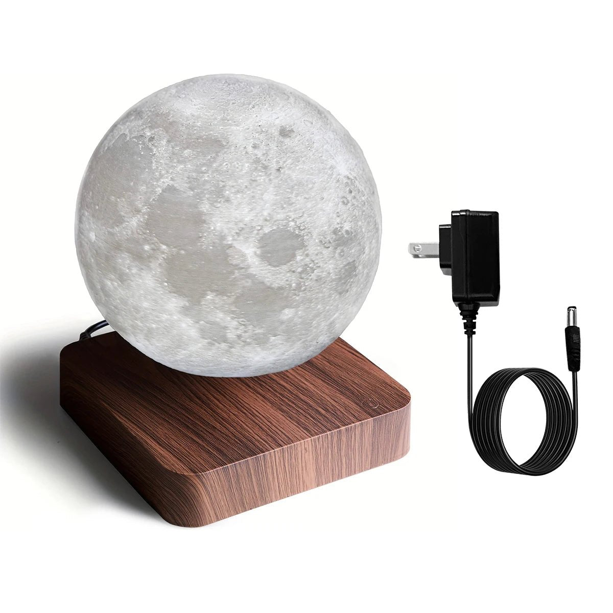 Magnetic Rotating Moon Lamp with Wooden Base | 3 - Color LED Night Lights - CasaBloom