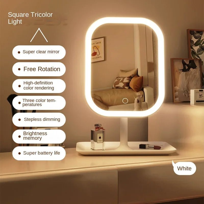 Tabletop Mirror with 3 - Color LED Light | Touch Mirror - CasaBloom