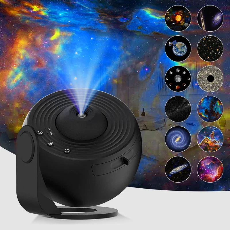 HD Starry Sky Projector — Night Light with 12 Cosmic Images, 360° Rotation