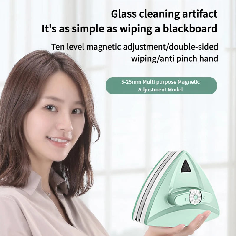 "Double-Sided Magnetic Window Cleaner for Safe Glass Cleaning"