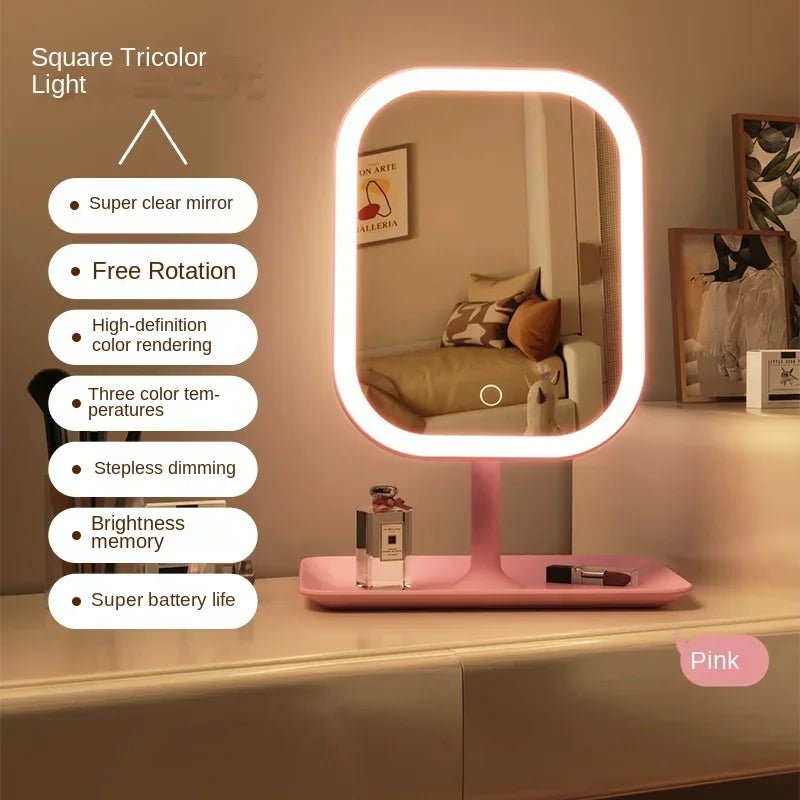 Tabletop Mirror with 3 - Color LED Light | Touch Mirror - CasaBloom