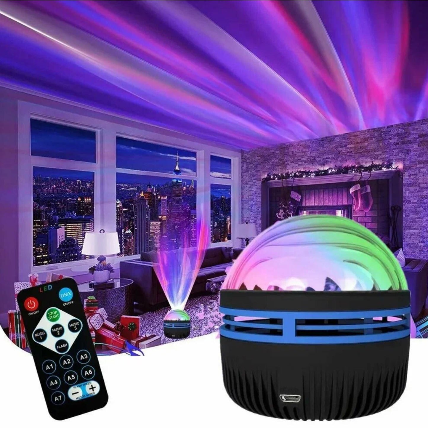 USB Galaxy Projector Aurora 5V | Night Light 360°Rotating | Colorful NightLights with Remote Control - CasaBloom