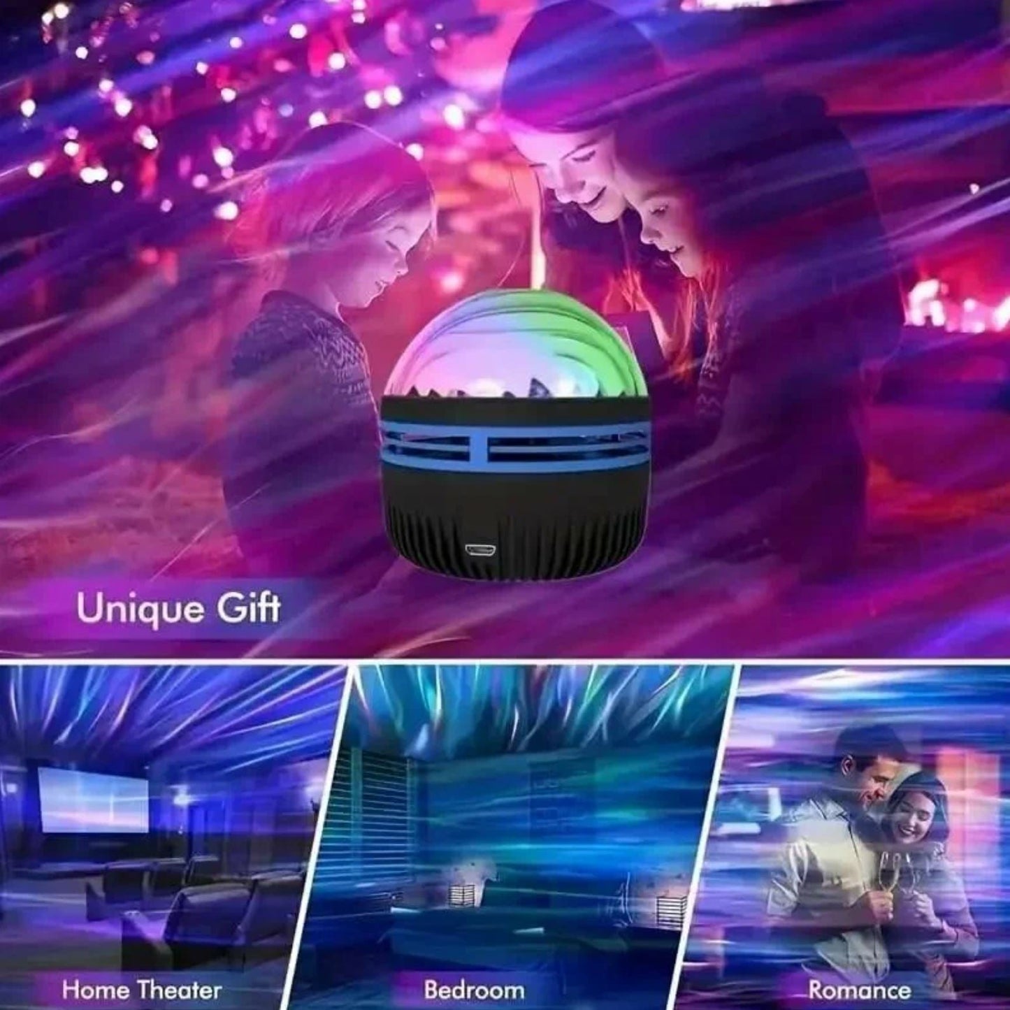 USB Galaxy Projector Aurora 5V | Night Light 360°Rotating | Colorful NightLights with Remote Control - CasaBloom